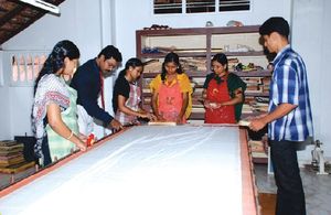 A Plain Saree is prepped and ready for Print